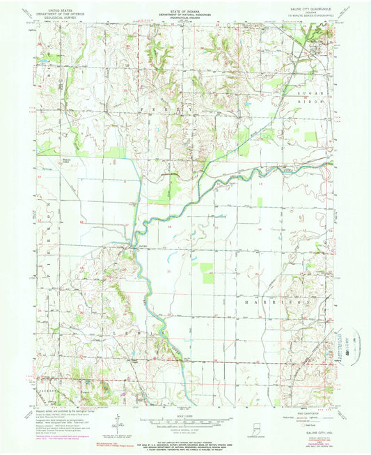 Classic USGS Saline City Indiana 7.5'x7.5' Topo Map Image
