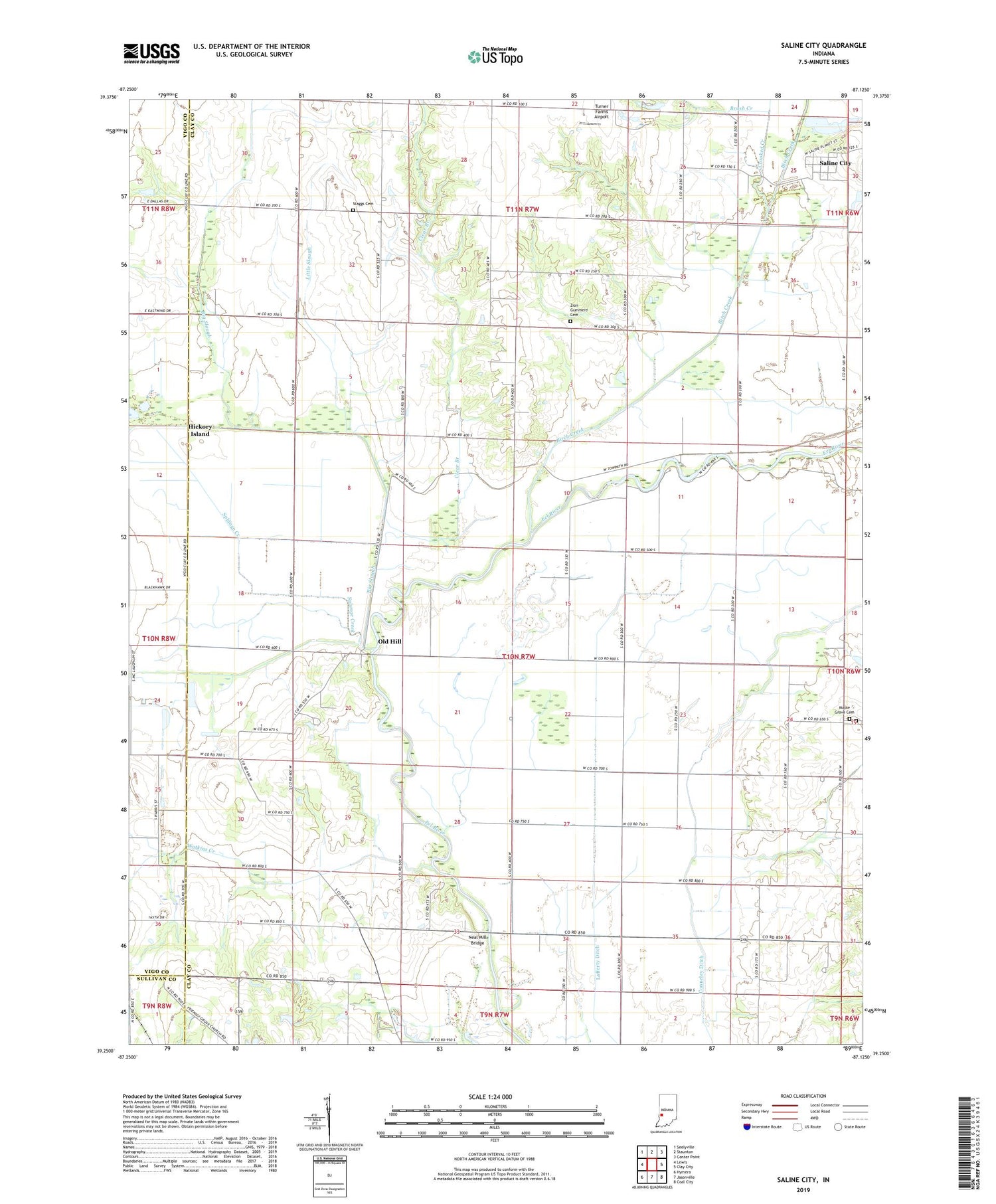 Saline City Indiana US Topo Map Image