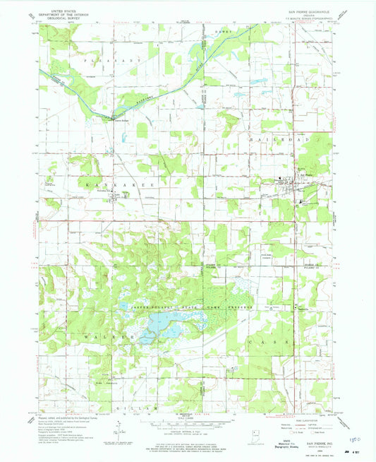 Classic USGS San Pierre Indiana 7.5'x7.5' Topo Map Image
