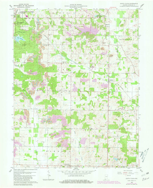 Classic USGS Santa Claus Indiana 7.5'x7.5' Topo Map Image