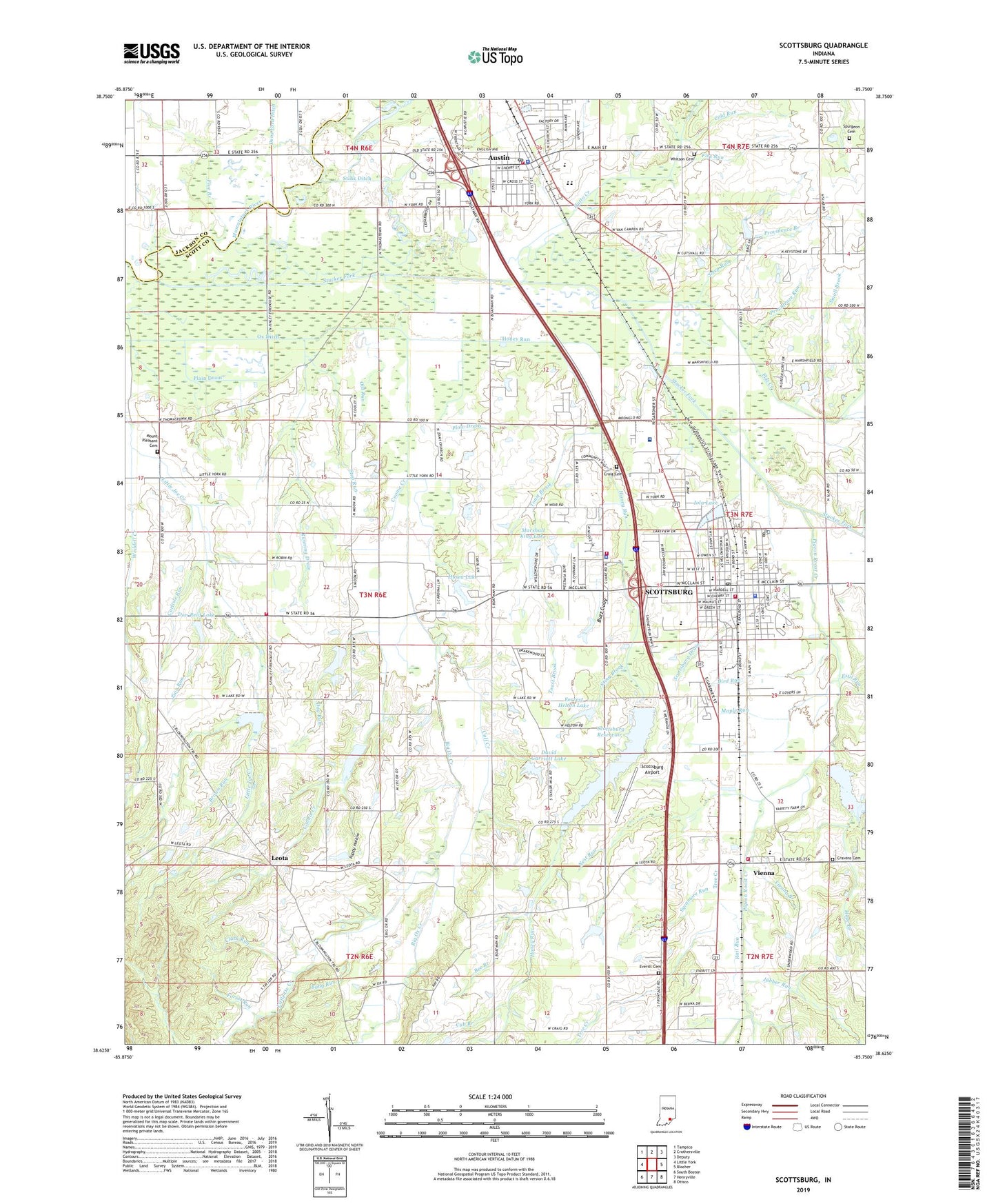 Scottsburg Indiana US Topo Map Image