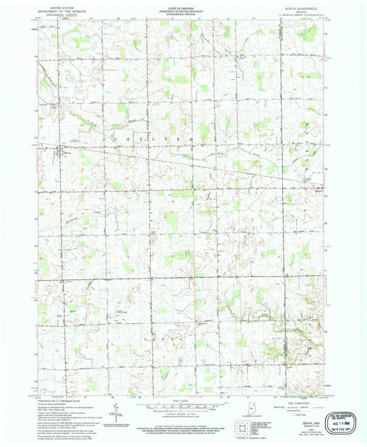 Classic USGS Servia Indiana 7.5'x7.5' Topo Map Image