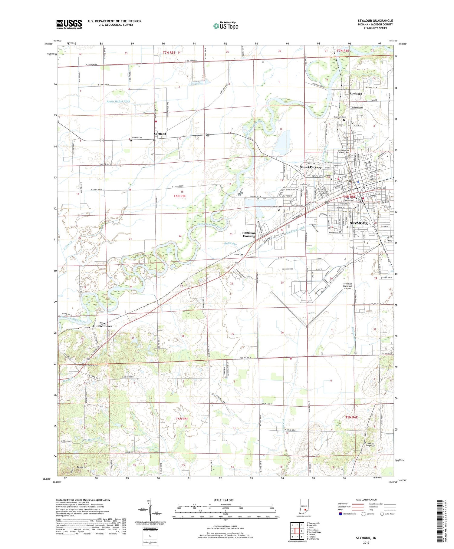 Seymour Indiana US Topo Map Image
