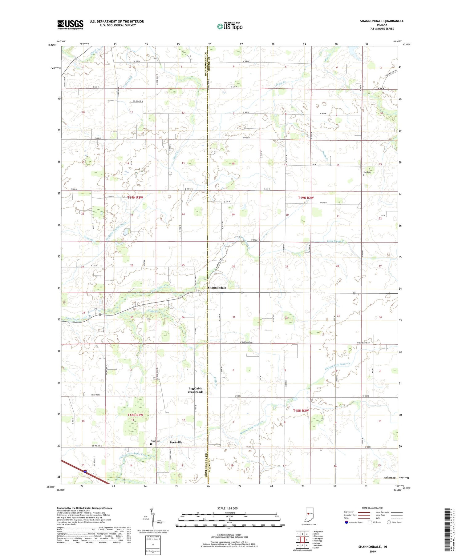 Shannondale Indiana US Topo Map Image