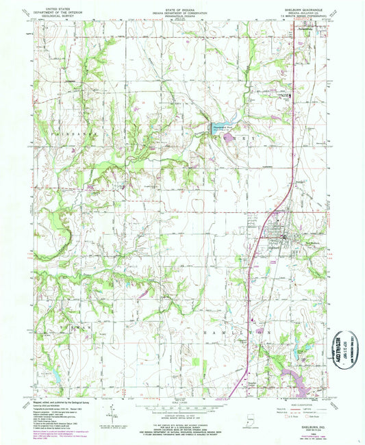 Classic USGS Shelburn Indiana 7.5'x7.5' Topo Map Image