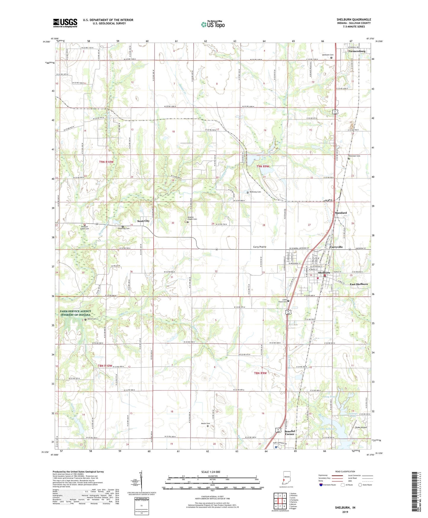 Shelburn Indiana US Topo Map Image