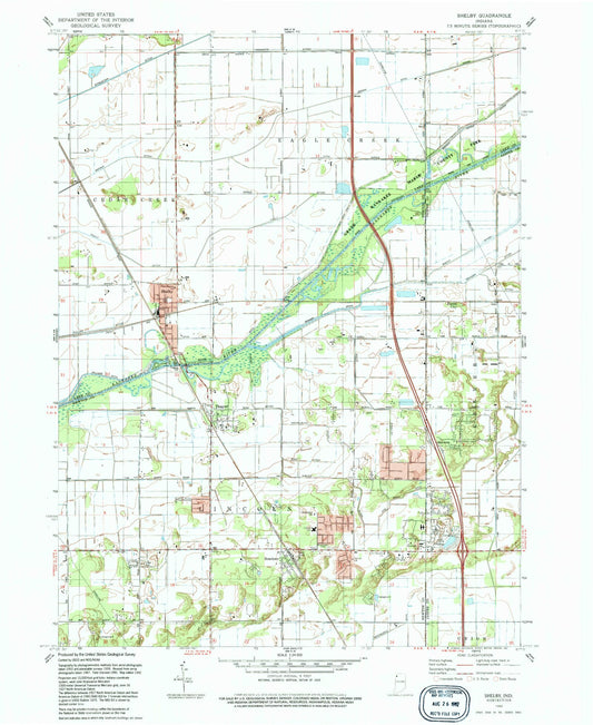 Classic USGS Shelby Indiana 7.5'x7.5' Topo Map Image