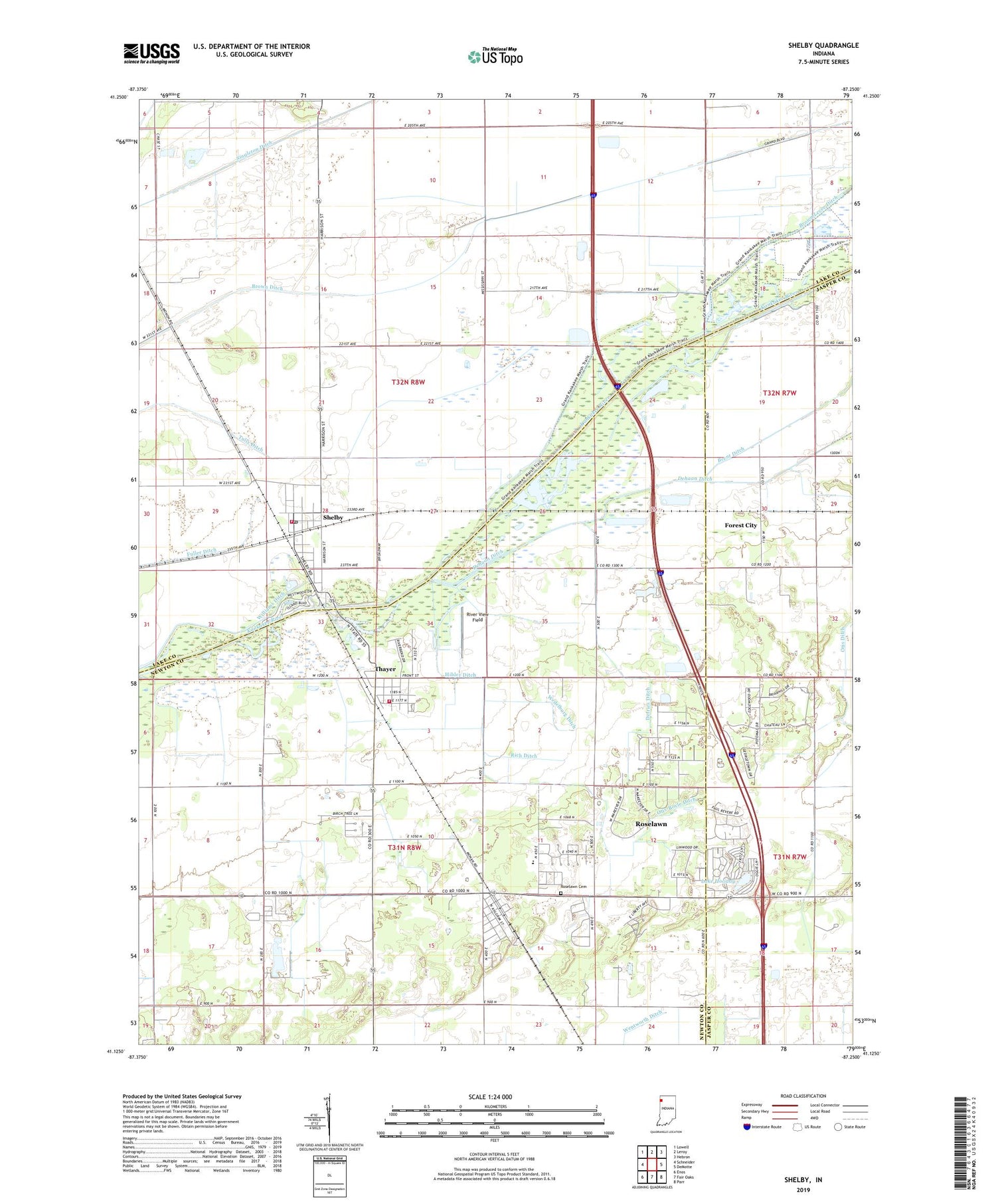 Shelby Indiana US Topo Map Image