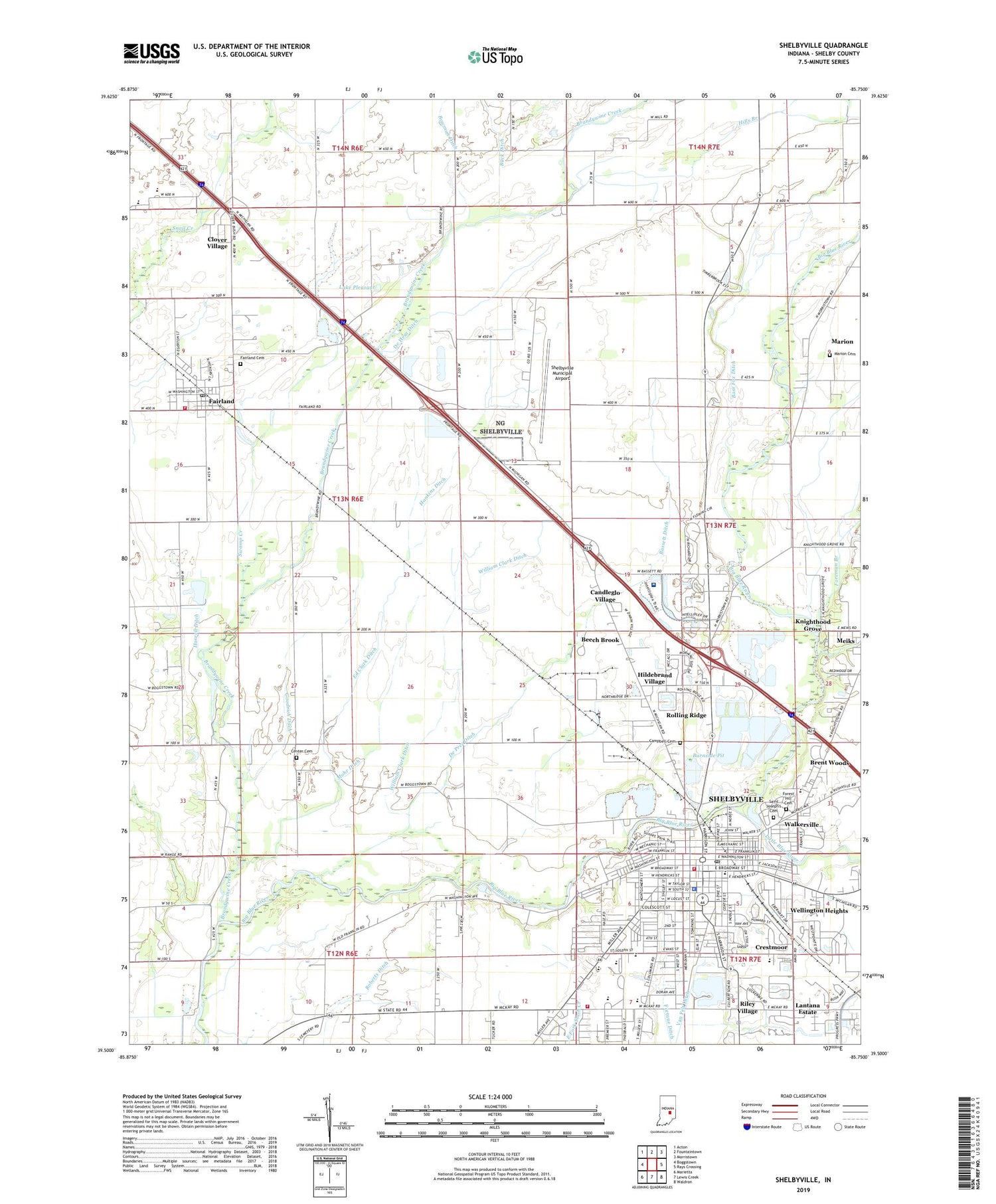 Shelbyville Indiana US Topo Map Image