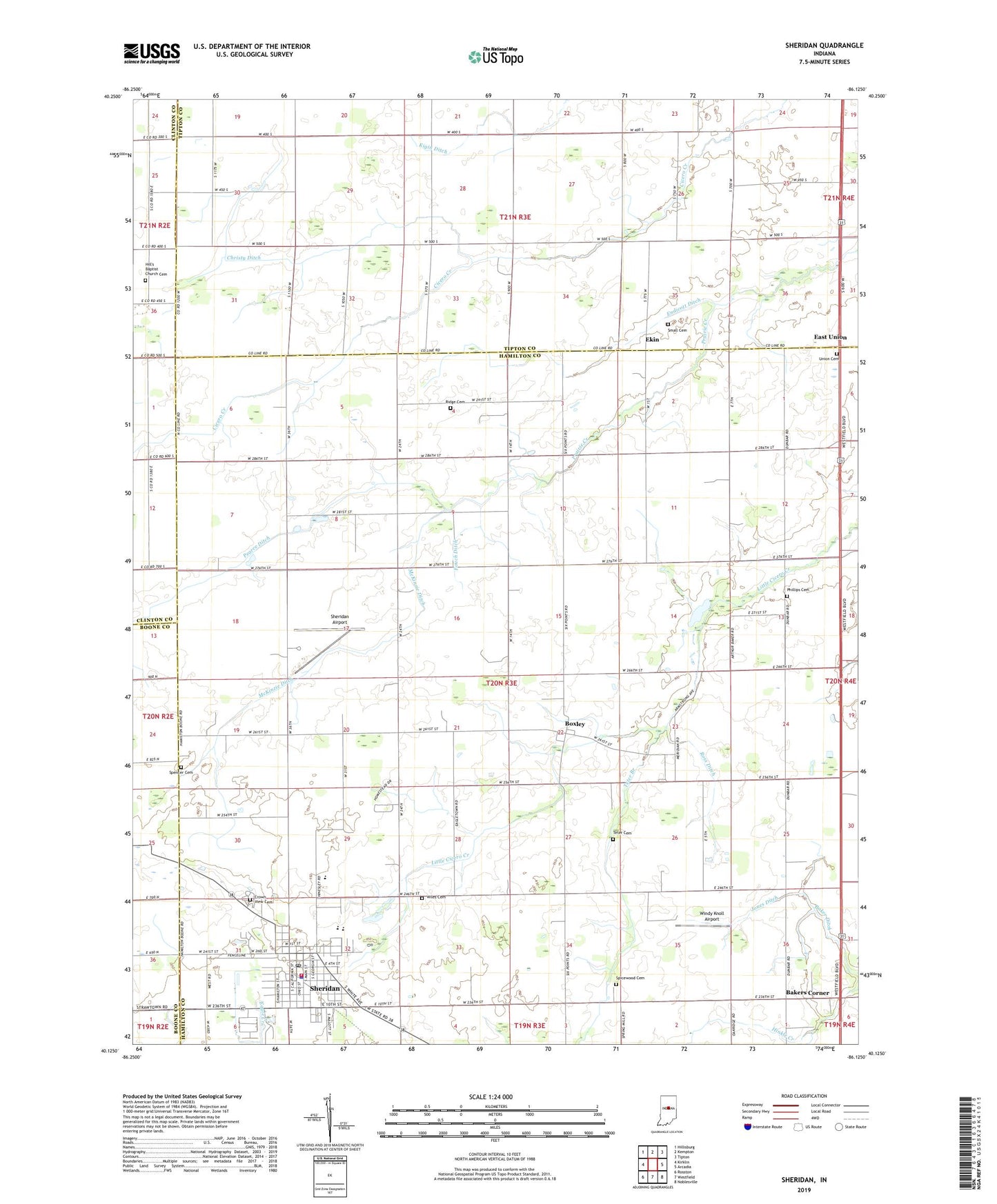 Sheridan Indiana US Topo Map Image