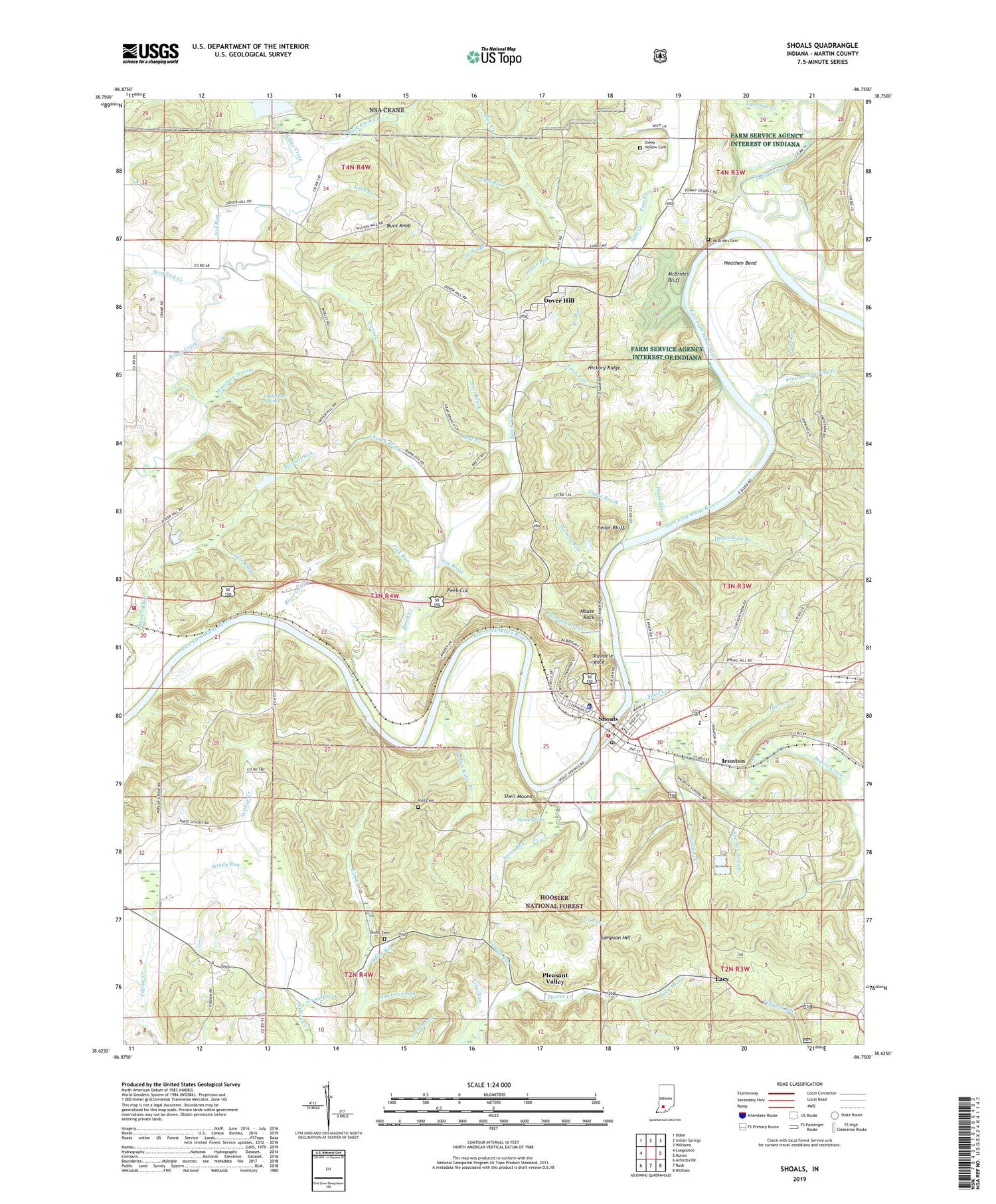 Shoals Indiana US Topo Map Image