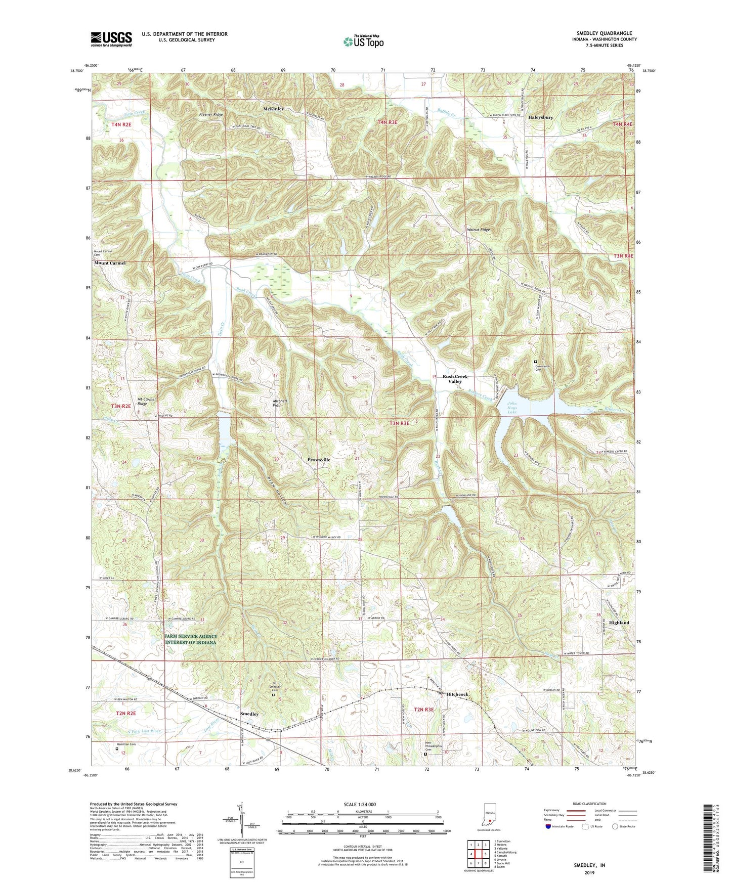 Smedley Indiana US Topo Map Image