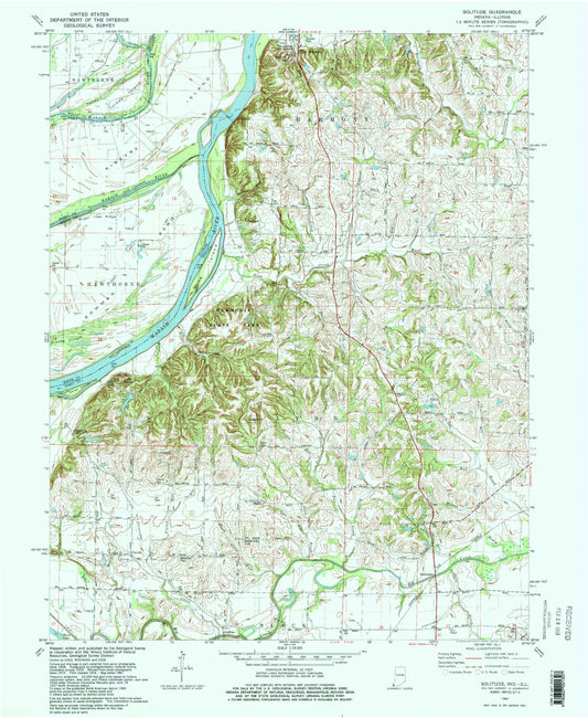 Classic USGS Solitude Indiana 7.5'x7.5' Topo Map Image