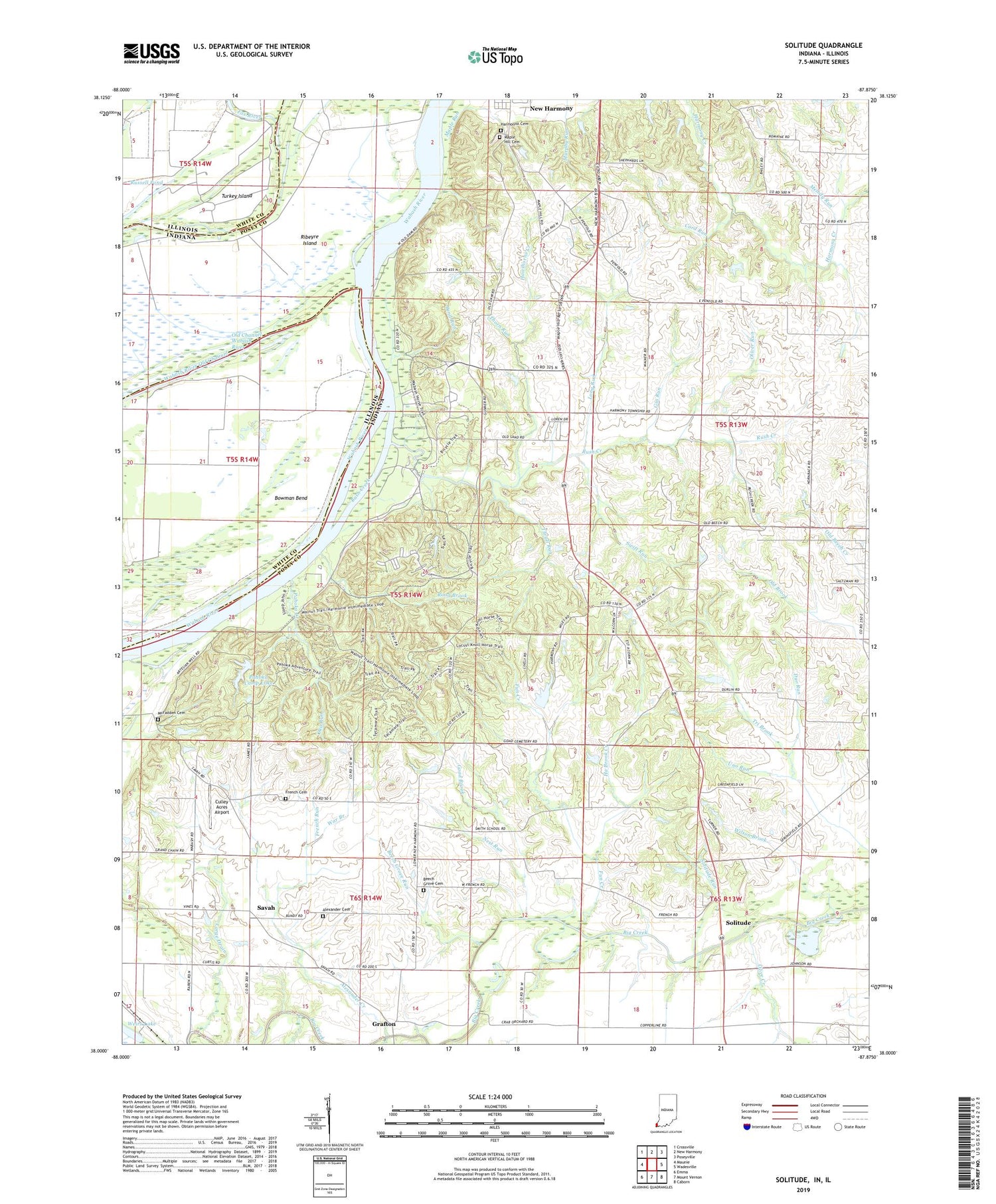 Solitude Indiana US Topo Map Image