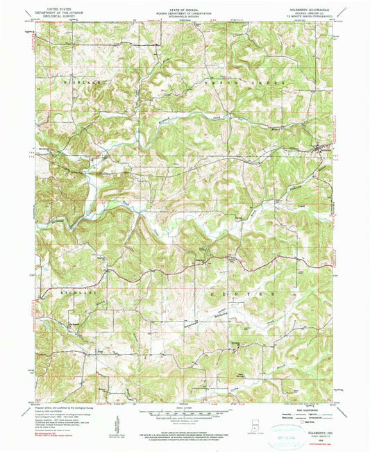 Classic USGS Solsberry Indiana 7.5'x7.5' Topo Map Image