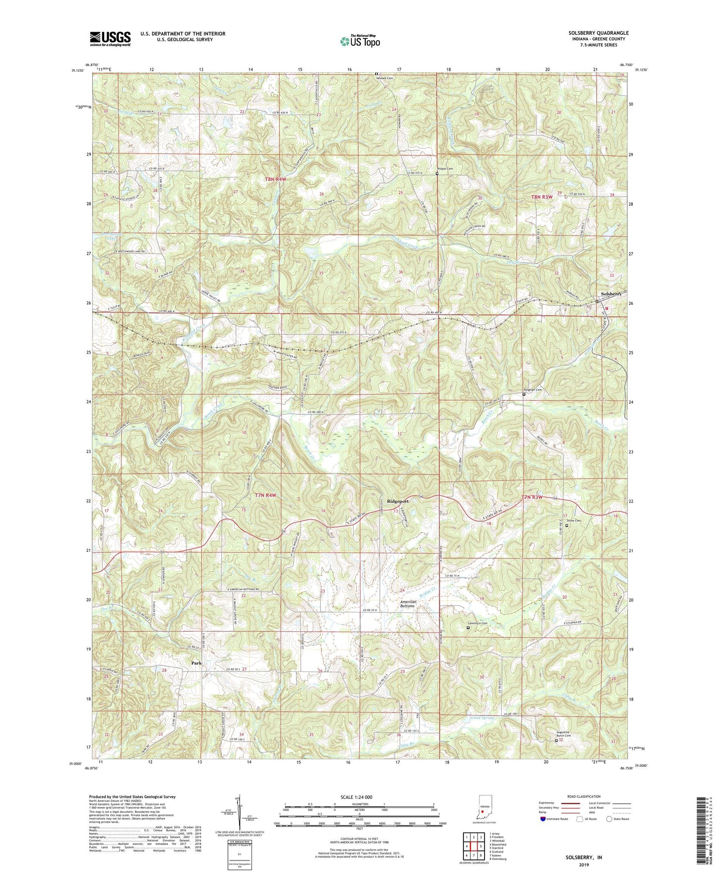 Solsberry Indiana US Topo Map Image
