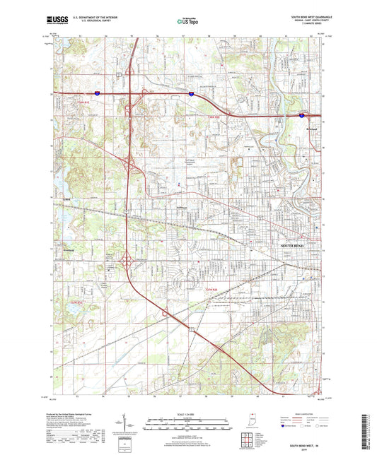 South Bend West Indiana US Topo Map Image