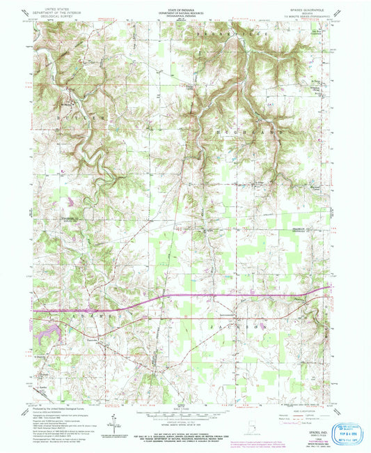 Classic USGS Spades Indiana 7.5'x7.5' Topo Map Image