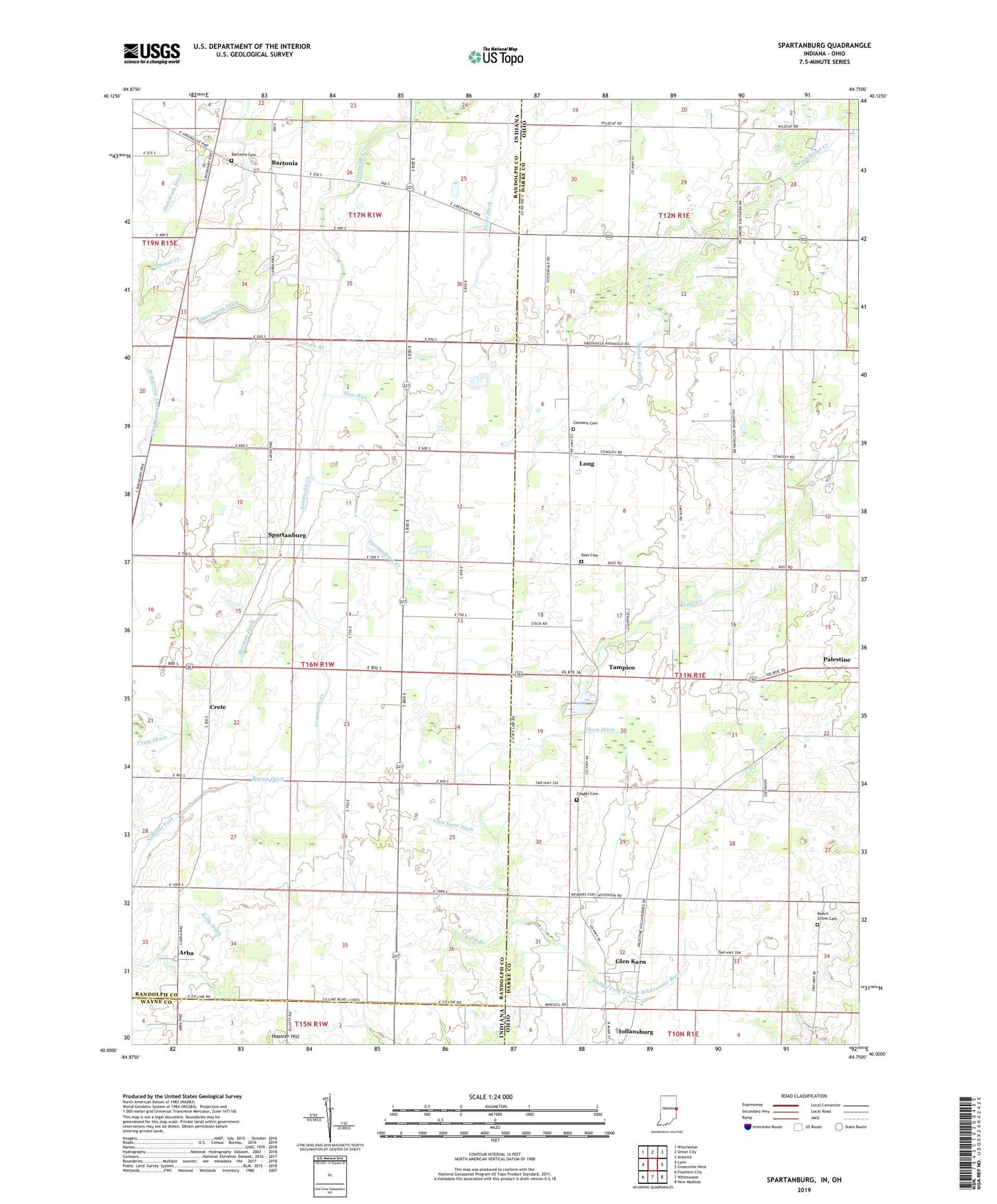 Spartanburg Indiana US Topo Map Image