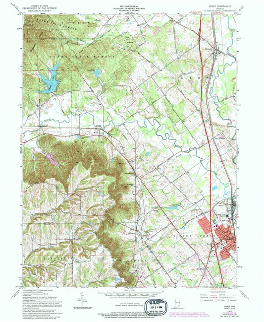 Classic USGS Speed Indiana 7.5'x7.5' Topo Map Image