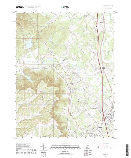 Speed Indiana US Topo Map Image
