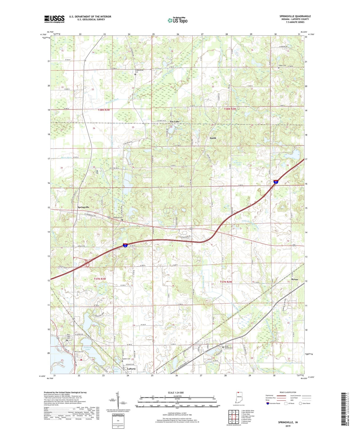 Springville Indiana US Topo Map Image