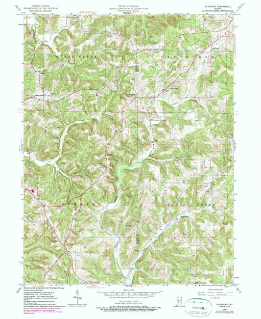 Classic USGS Stanford Indiana 7.5'x7.5' Topo Map Image