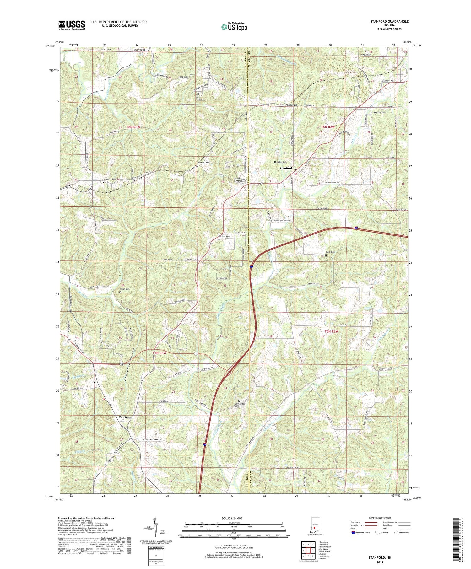 Stanford Indiana US Topo Map Image