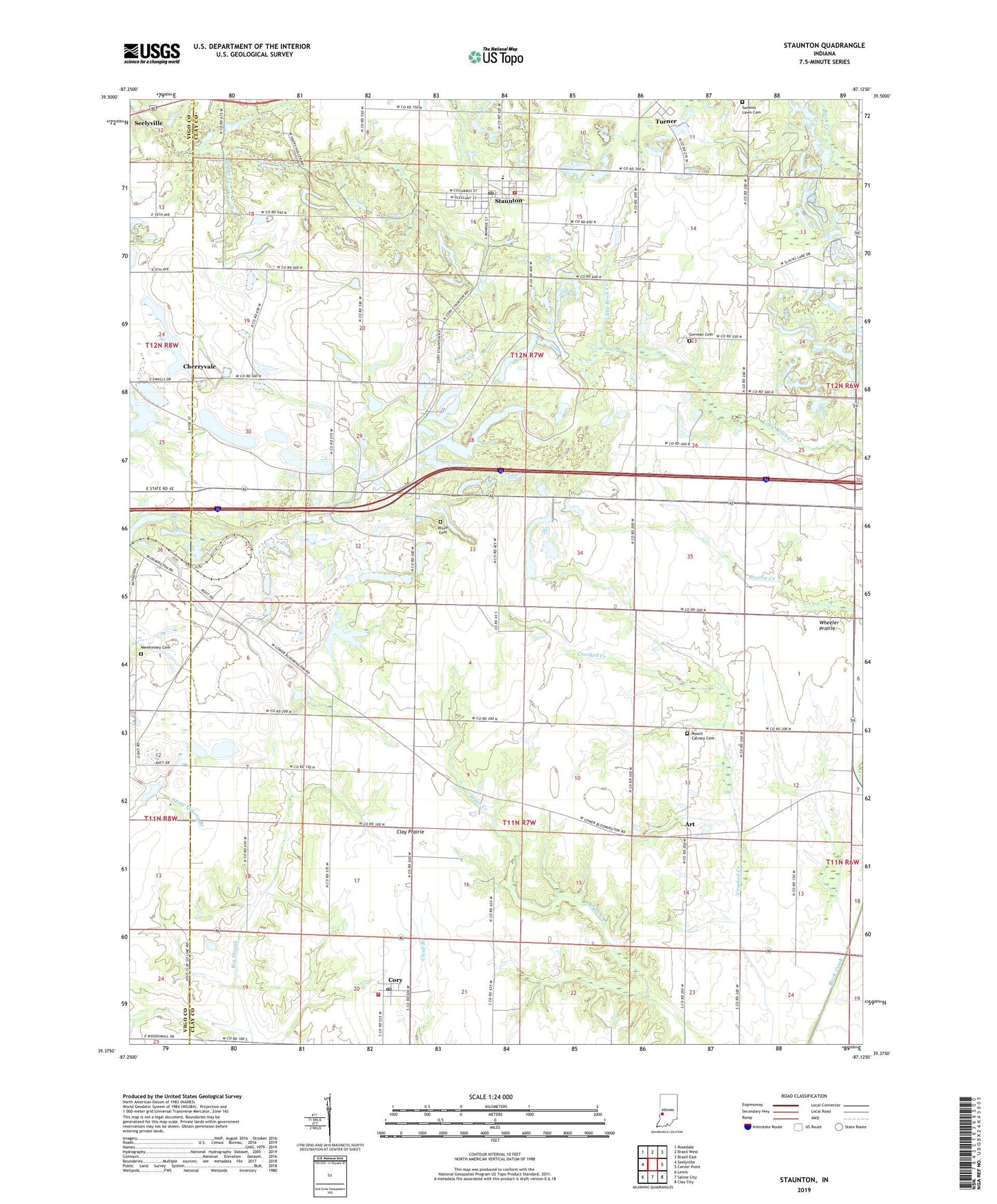 Staunton Indiana US Topo Map Image