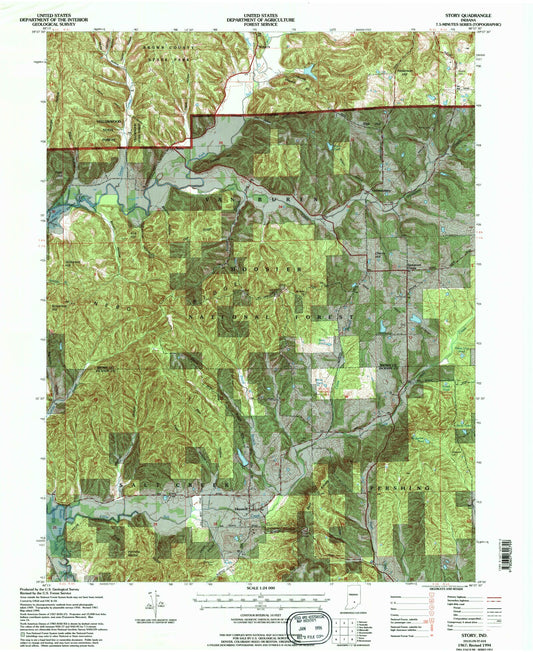 Classic USGS Story Indiana 7.5'x7.5' Topo Map Image