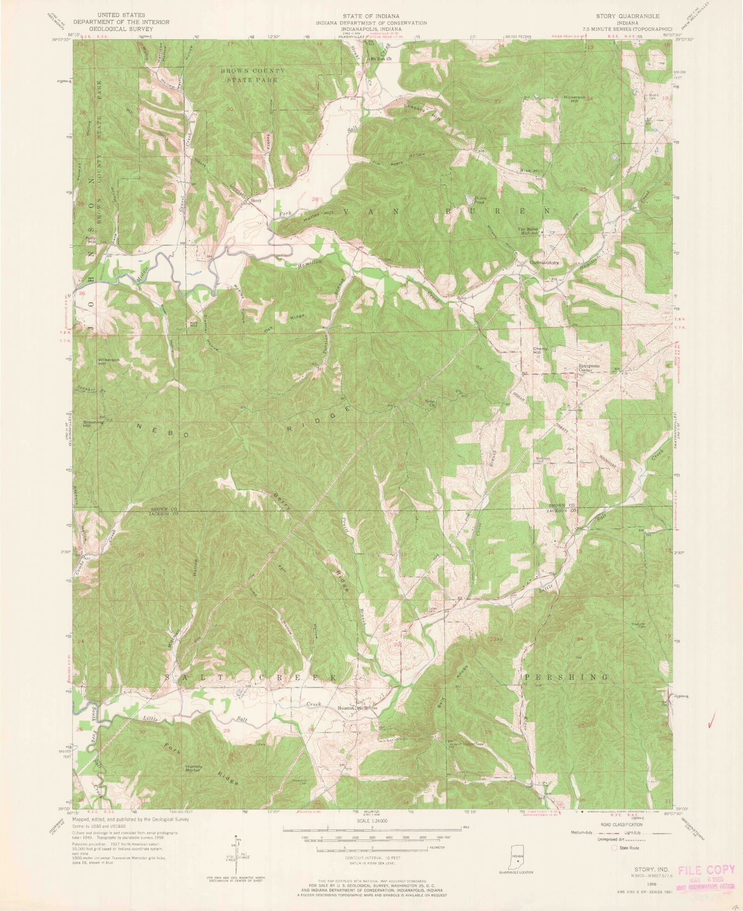 Classic USGS Story Indiana 7.5'x7.5' Topo Map Image