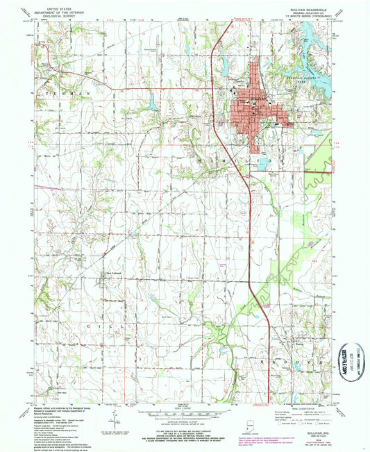 Classic USGS Sullivan Indiana 7.5'x7.5' Topo Map Image