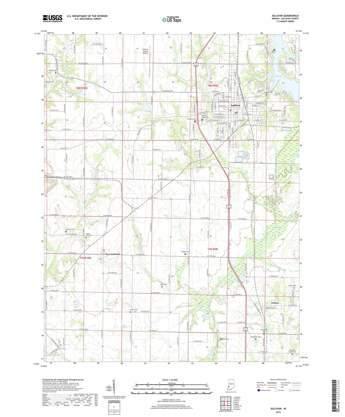 Sullivan Indiana US Topo Map Image