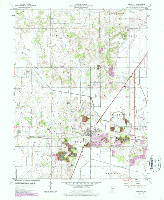 Classic USGS Switz City Indiana 7.5'x7.5' Topo Map Image