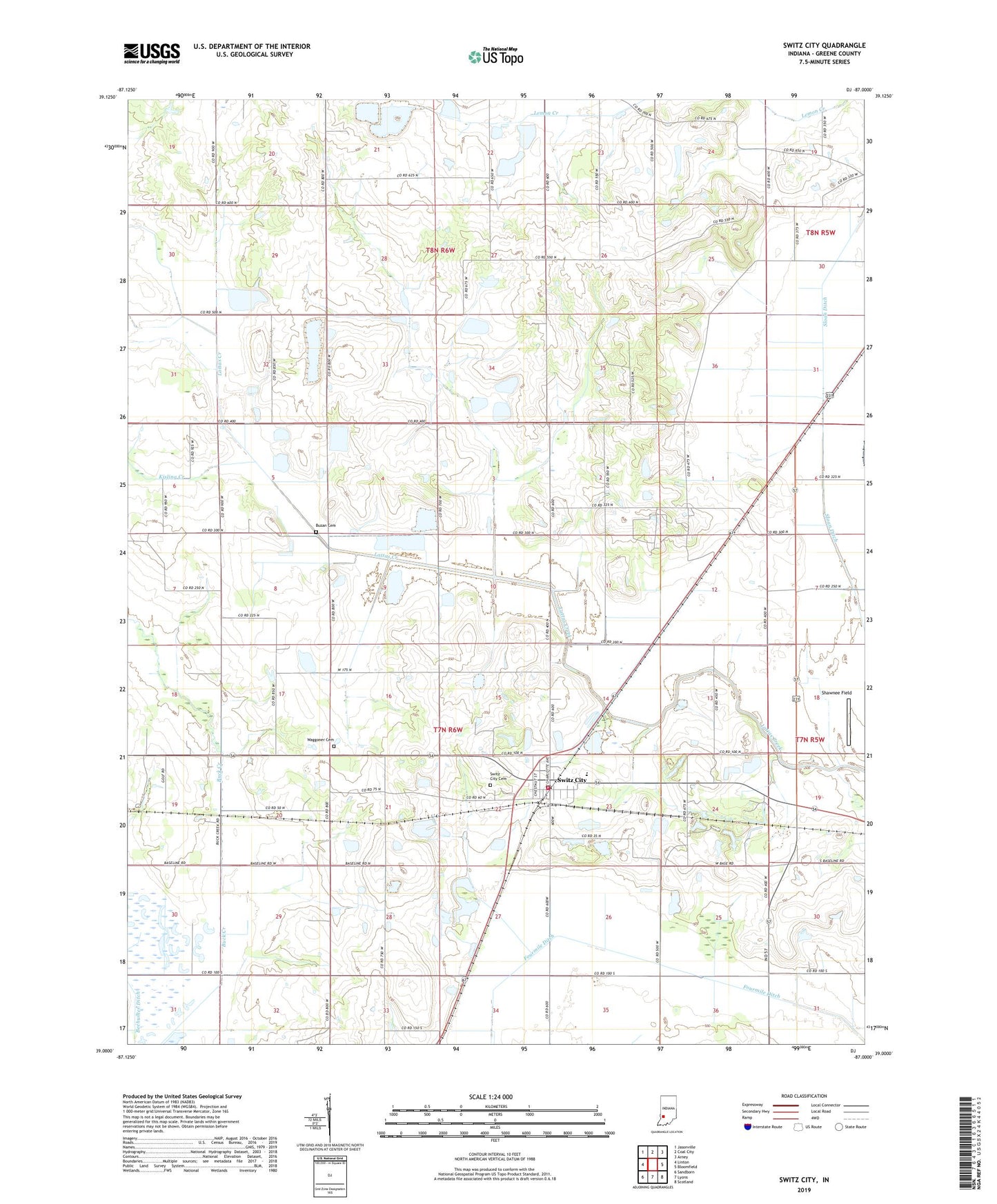 Switz City Indiana US Topo Map Image