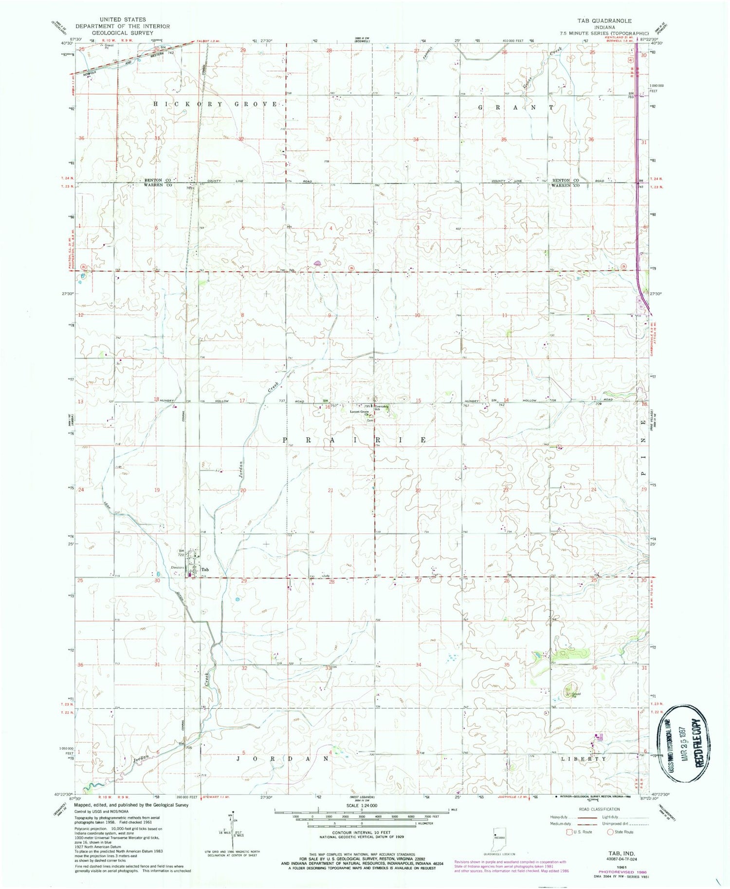 Classic USGS Tab Indiana 7.5'x7.5' Topo Map Image