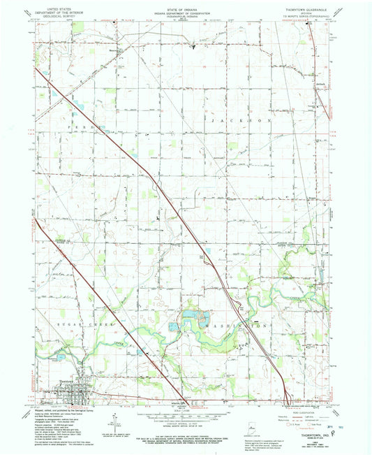 Classic USGS Thorntown Indiana 7.5'x7.5' Topo Map Image
