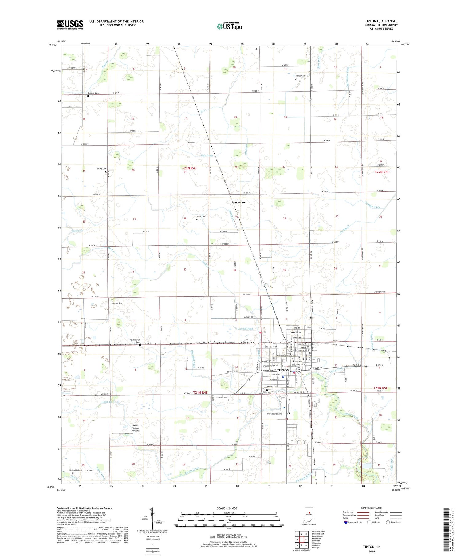 Tipton Indiana US Topo Map Image