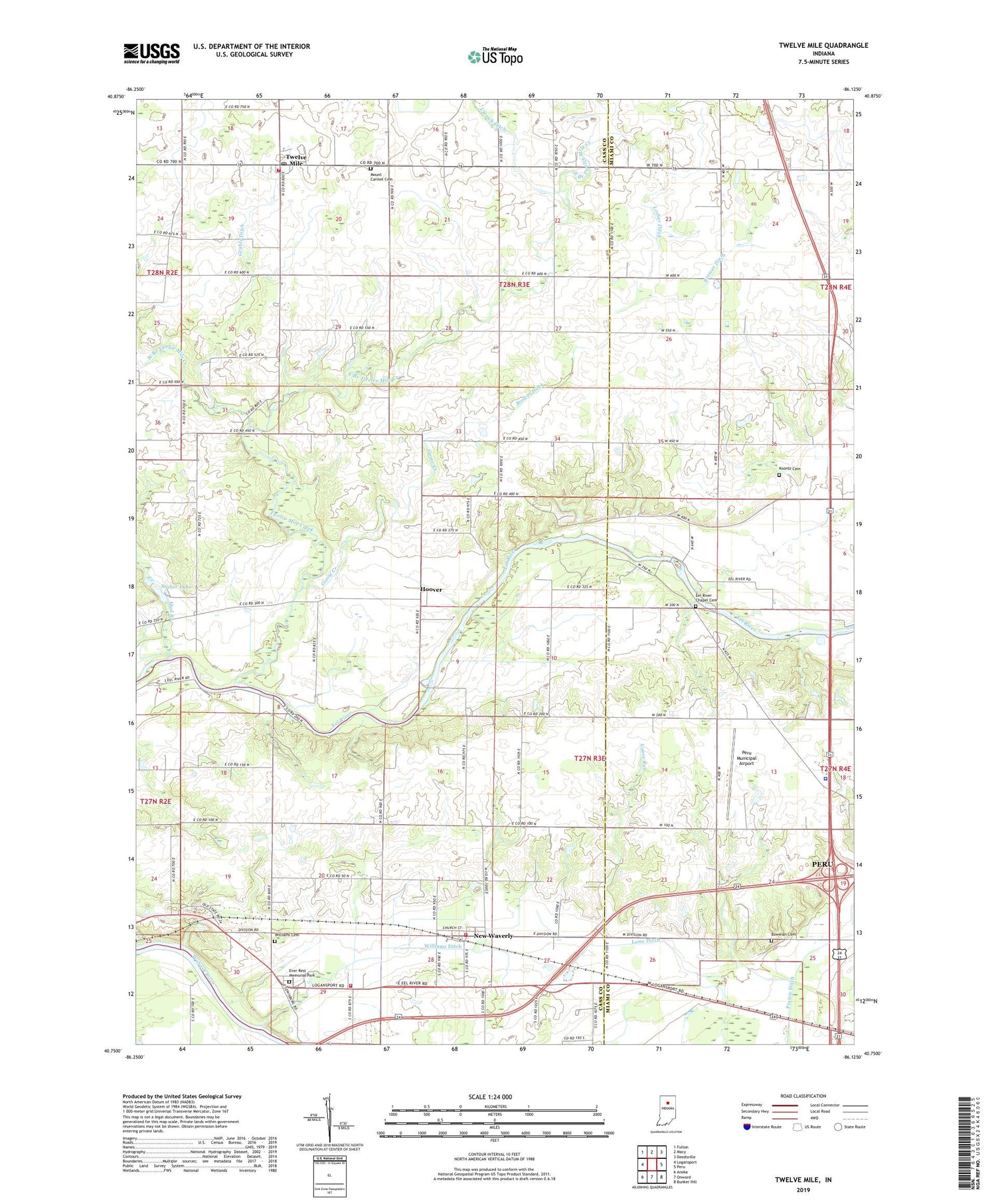 Twelve Mile Indiana US Topo Map Image