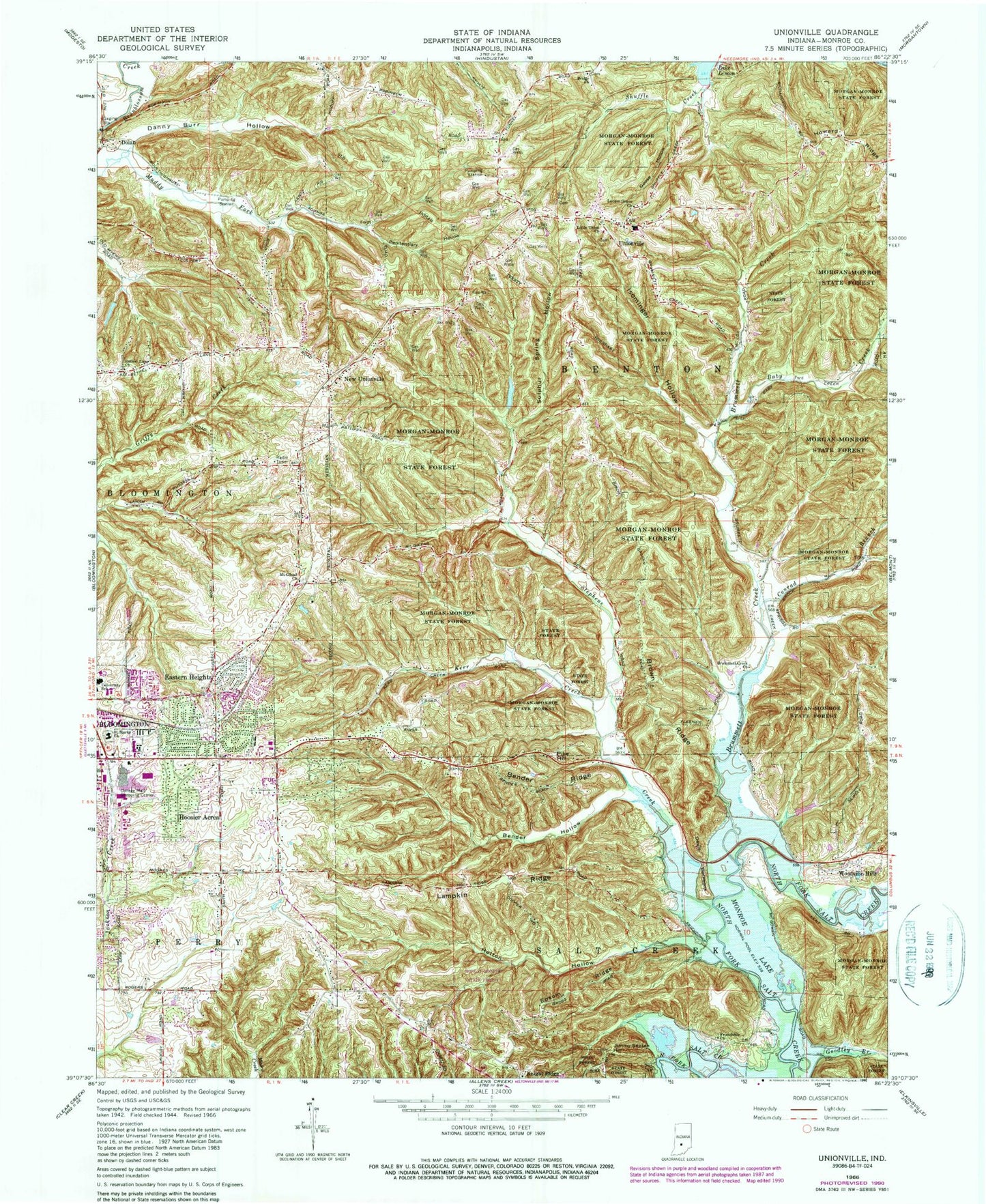 Classic USGS Unionville Indiana 7.5'x7.5' Topo Map Image