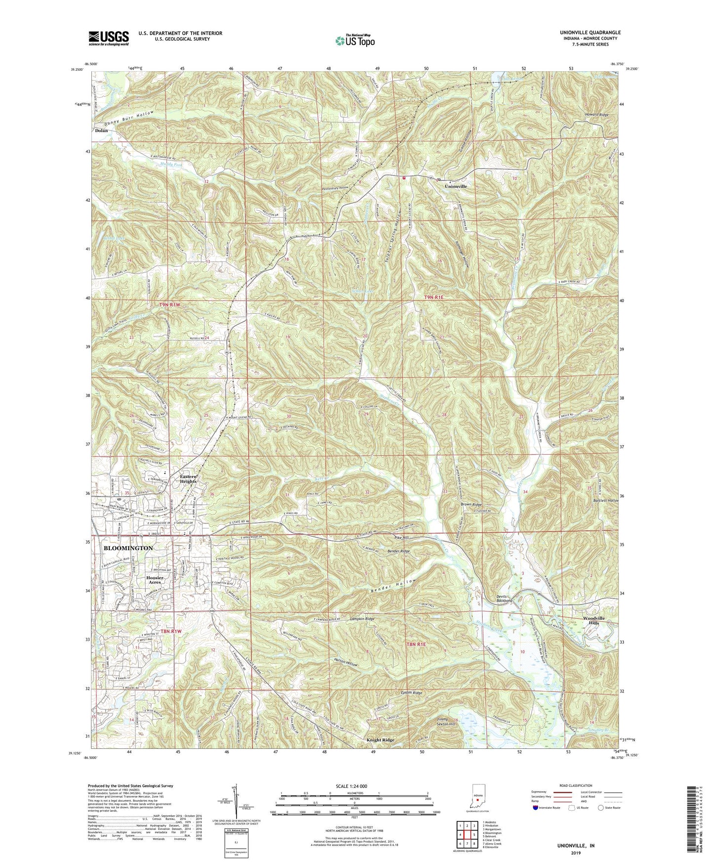 Unionville Indiana US Topo Map Image