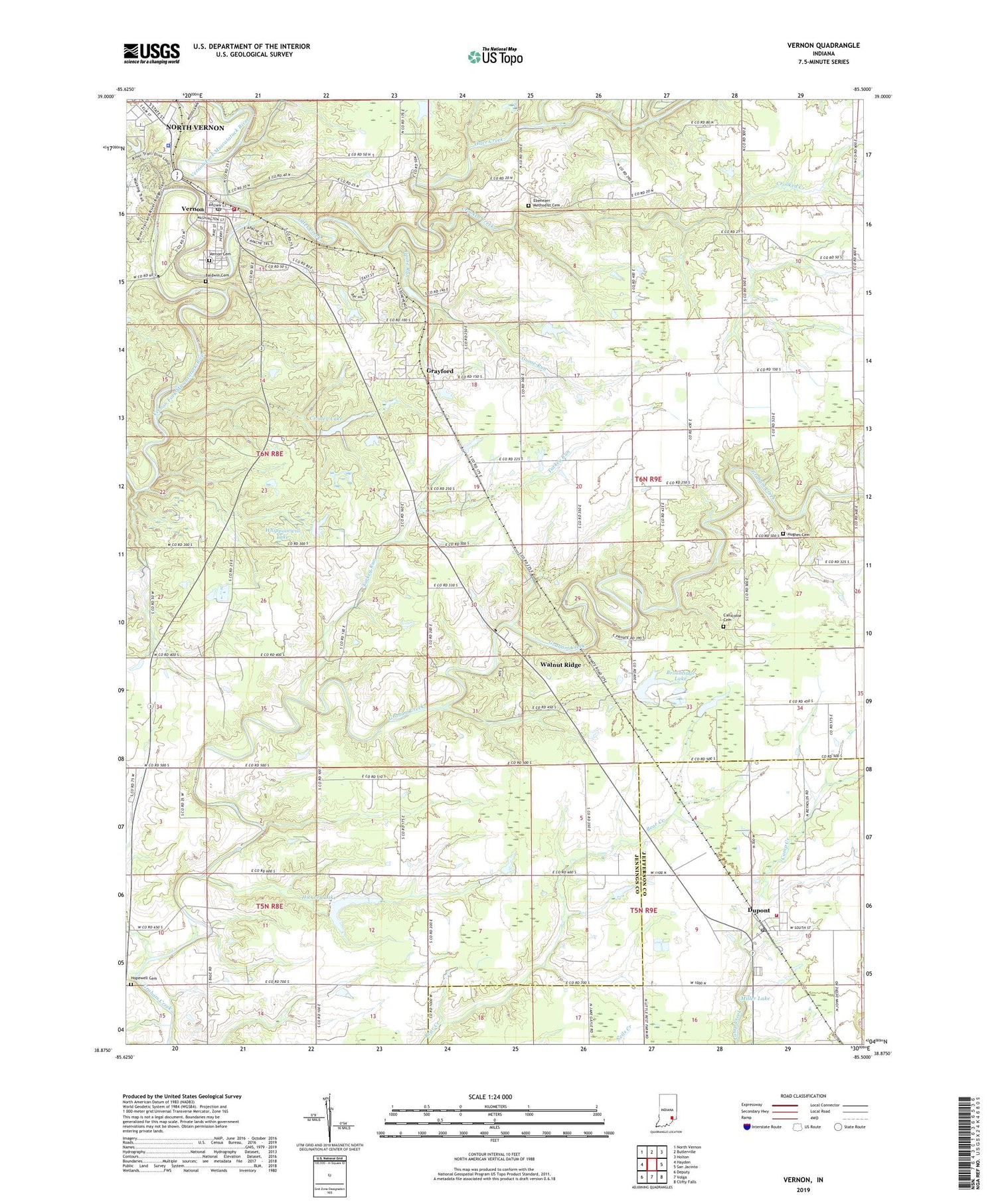 Vernon Indiana US Topo Map Image
