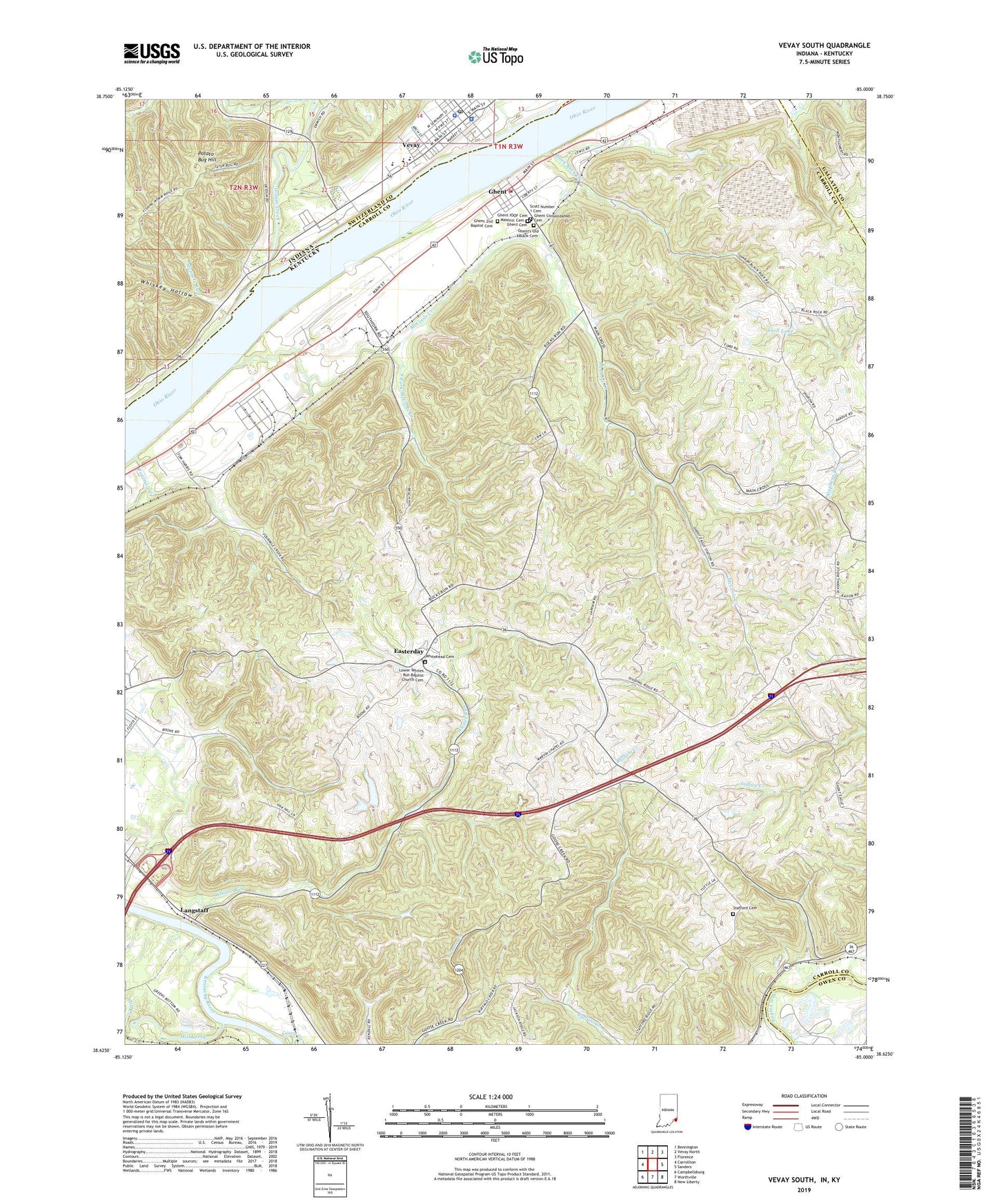Vevay South Indiana US Topo Map Image