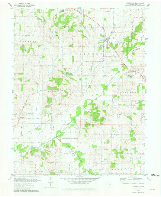 Classic USGS Wadesville Indiana 7.5'x7.5' Topo Map Image