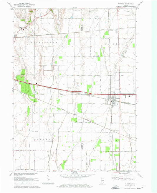 Classic USGS Wanatah Indiana 7.5'x7.5' Topo Map Image