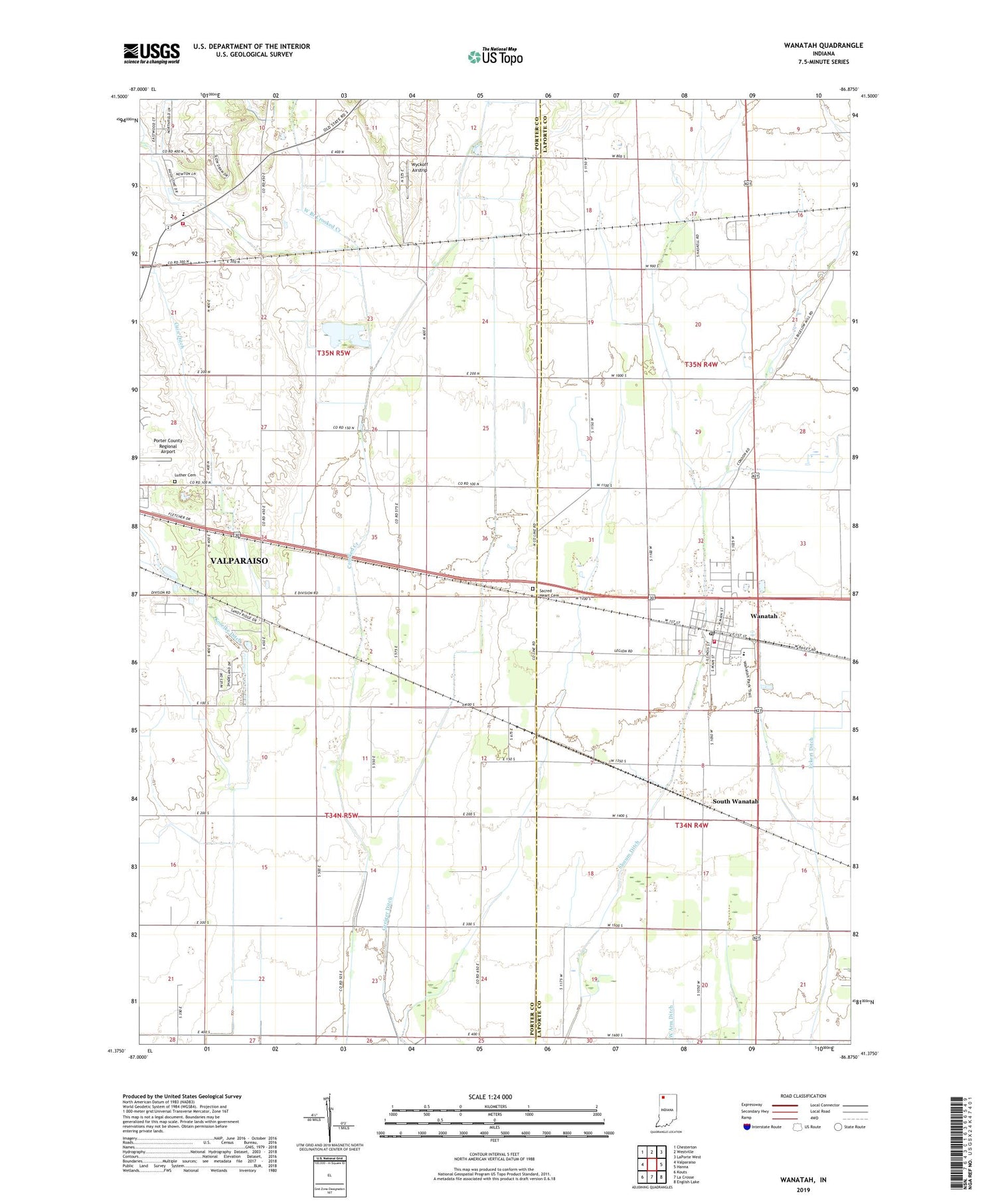 Wanatah Indiana US Topo Map Image