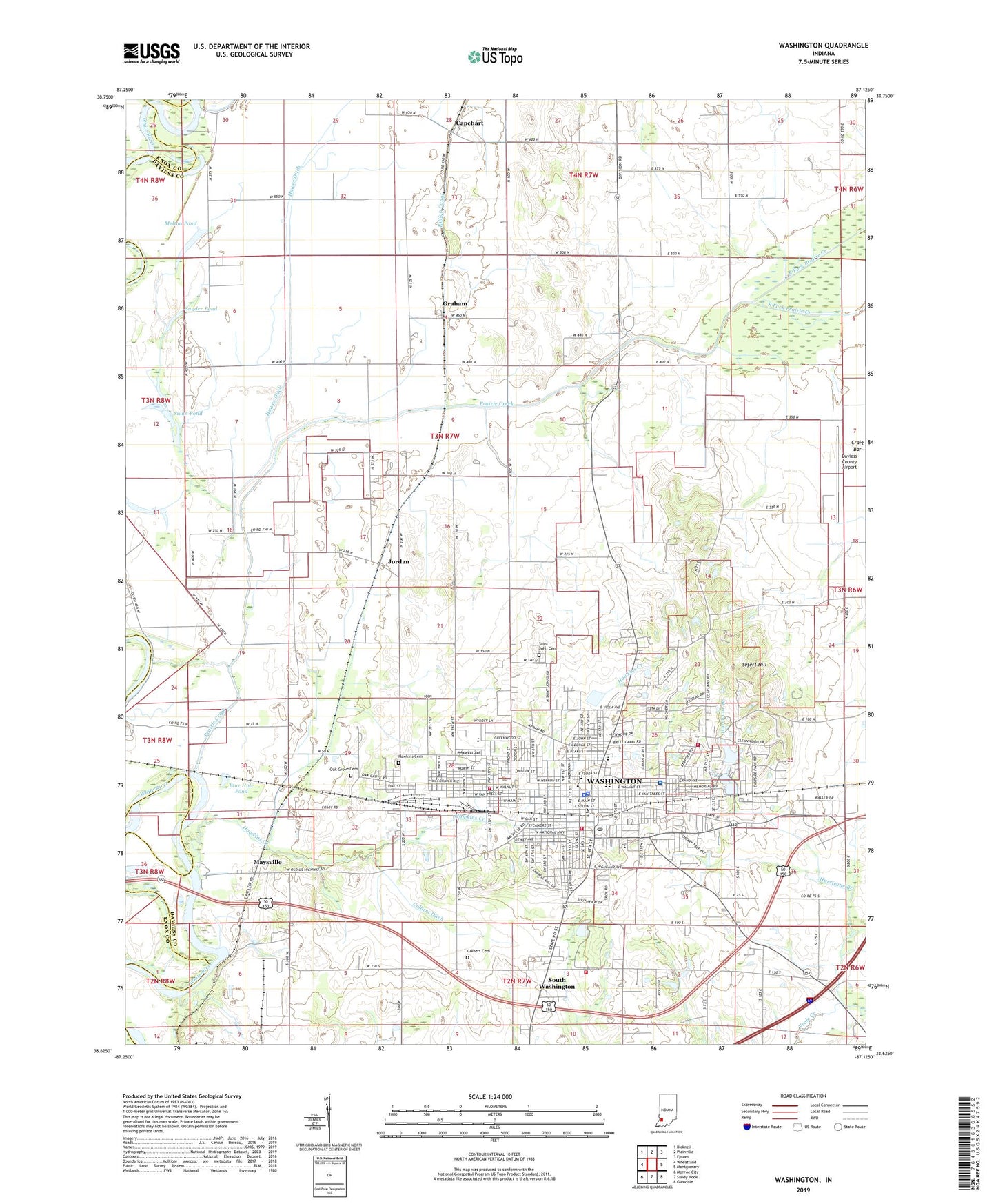 Washington Indiana US Topo Map Image
