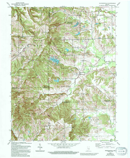 Classic USGS Waymansville Indiana 7.5'x7.5' Topo Map Image