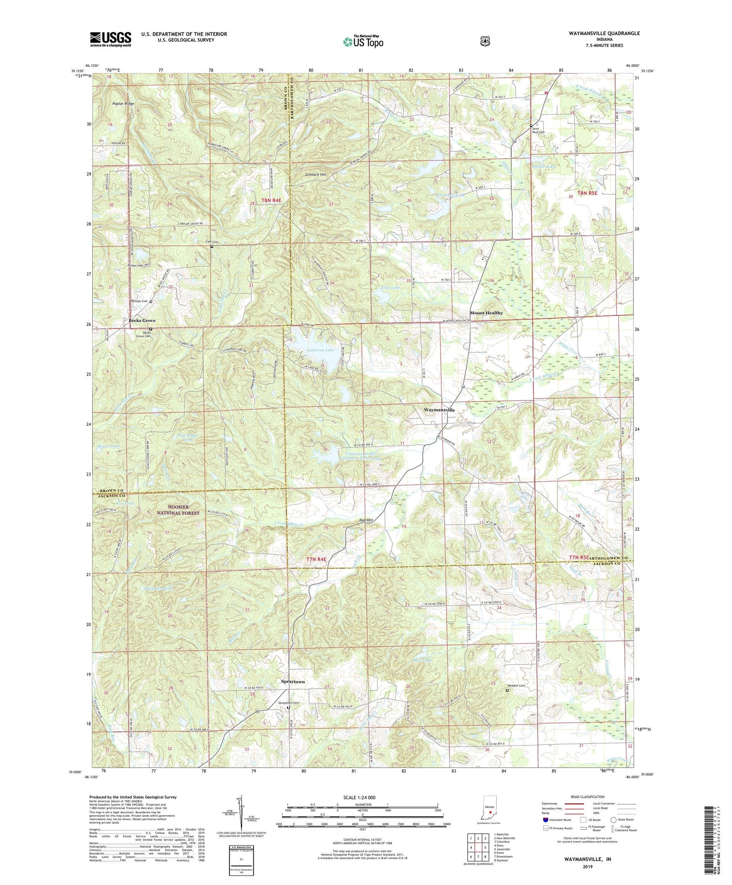 Waymansville Indiana US Topo Map Image