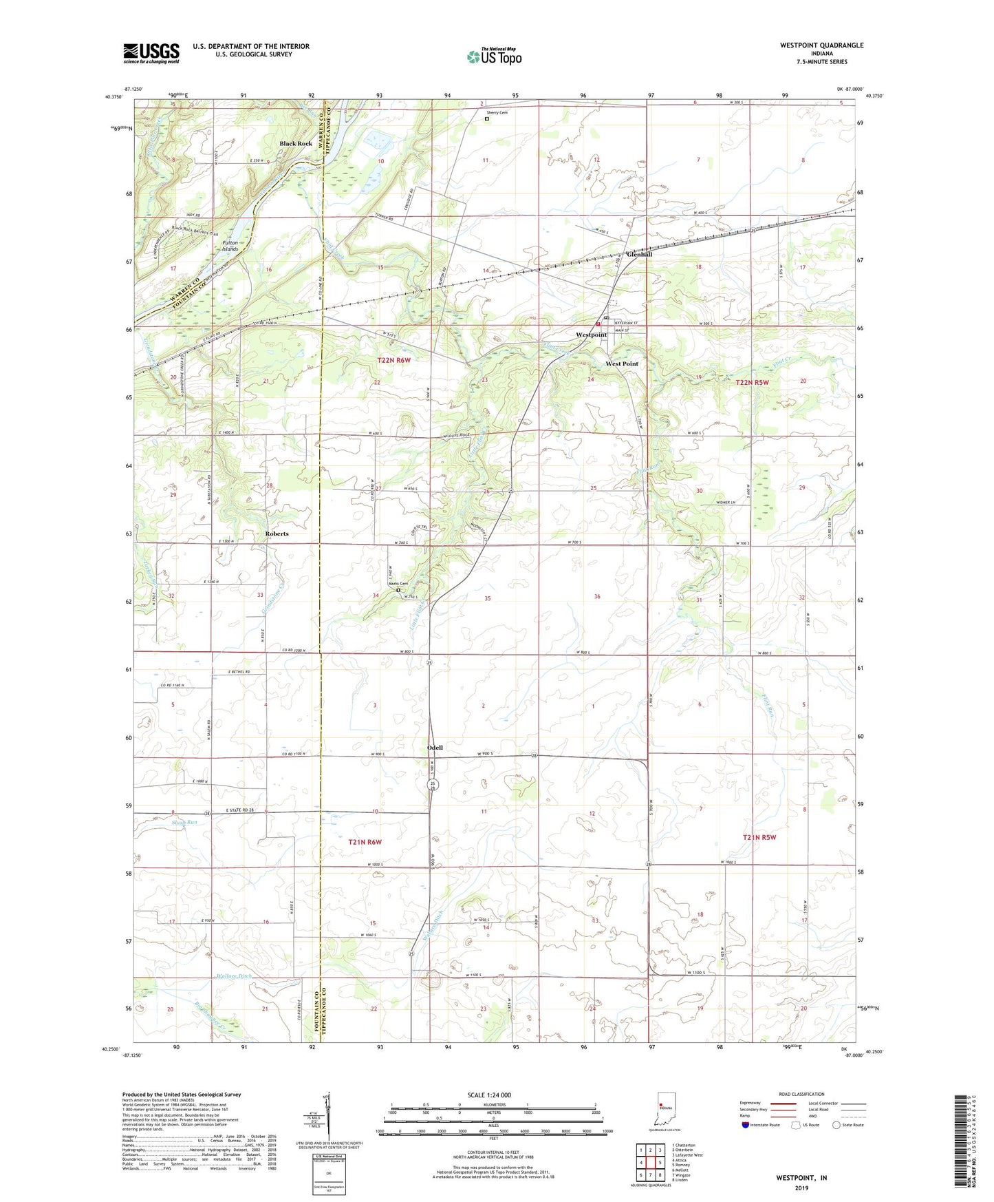 Westpoint Indiana US Topo Map Image